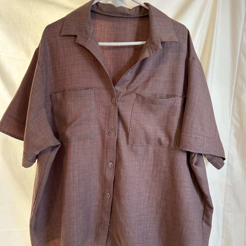 Men's Brown Short Sleeve Shirt